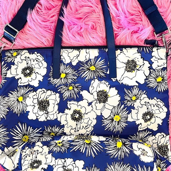 Prada - Blue & Yellow Floral Tote - Picture 2 of 12